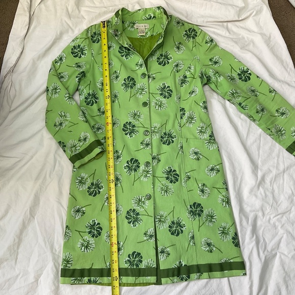 Mac & Jac Long Green Floral Cotton Fitted Jacket (size 8/10) - Picture 5 of 13